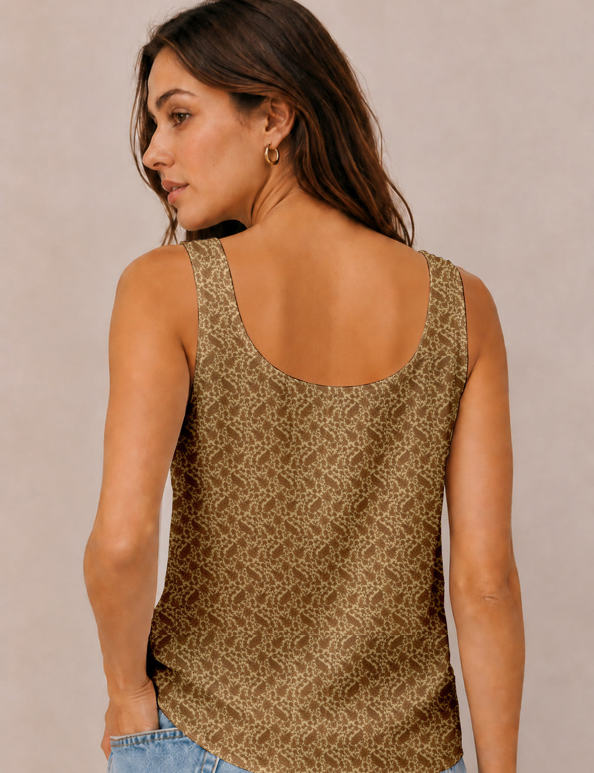 Sleeveless blouse - Brown Paisley