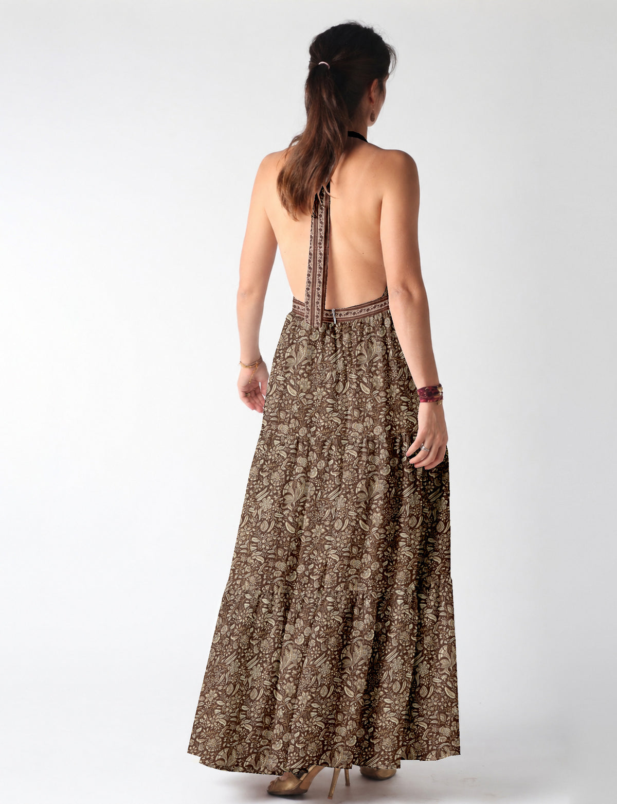 Flowy maxi tiered dress for vacations, brunch, and evening wear