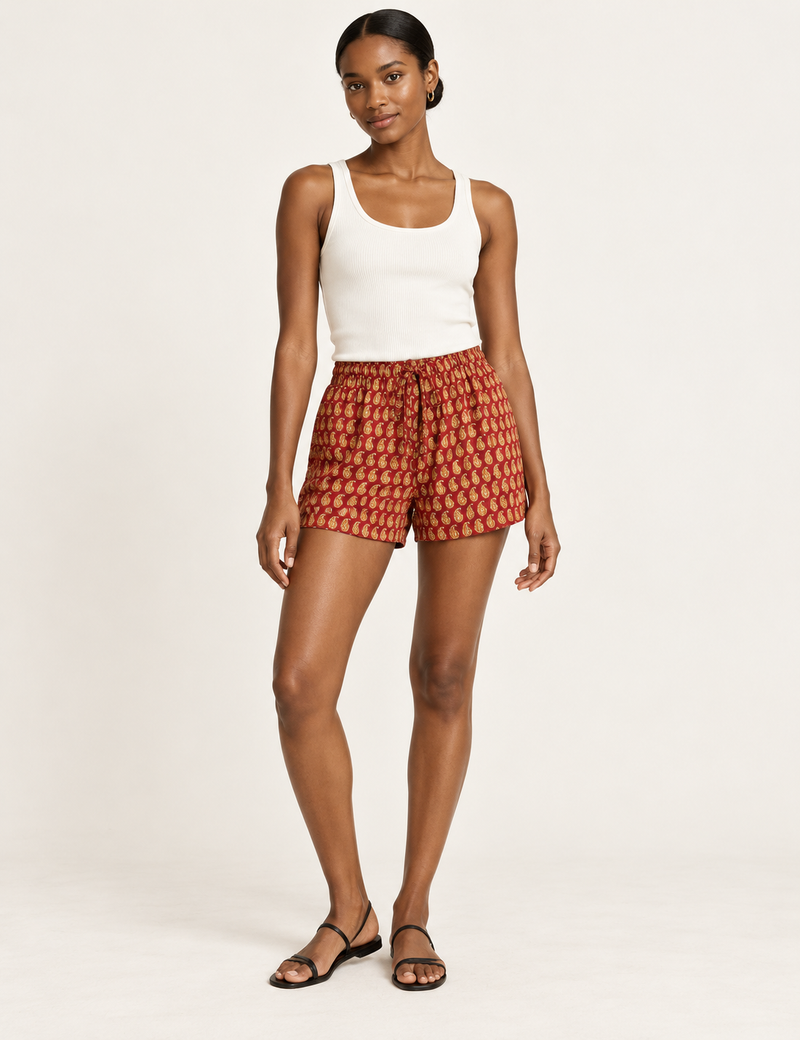 Shorts - Red Paisley
