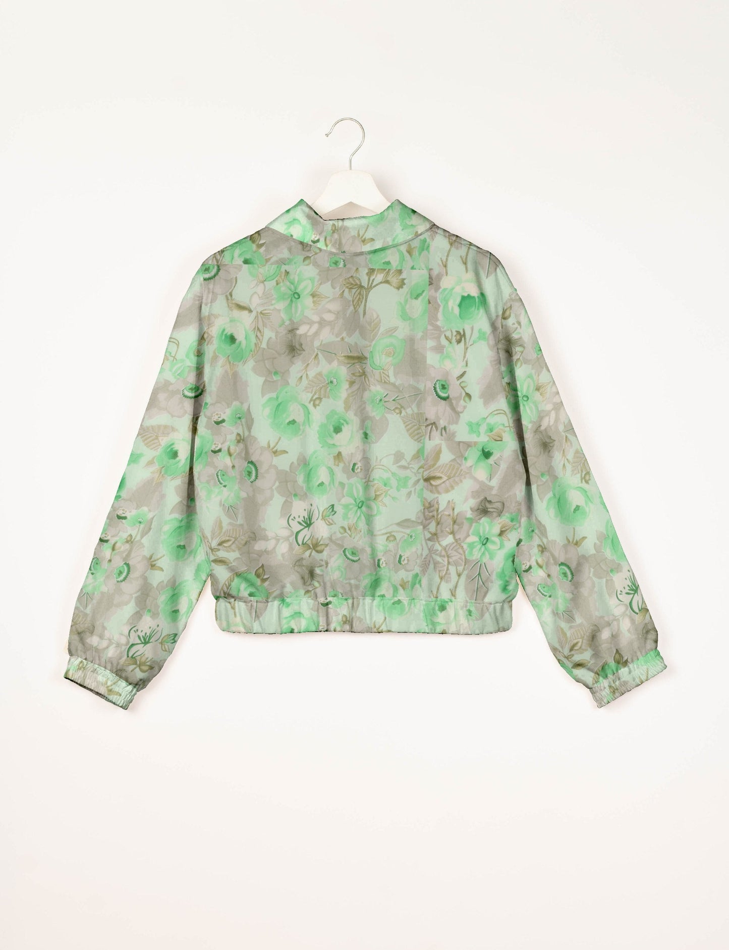 Love Bomber Jacket made from recycled fabric, featuring hand-stitched Aari embroidery. A unique piece of zero-waste clothing, part of the circular fashion movement. Designed with upcycled materials for a stylish yet environmentally friendly clothing choice.