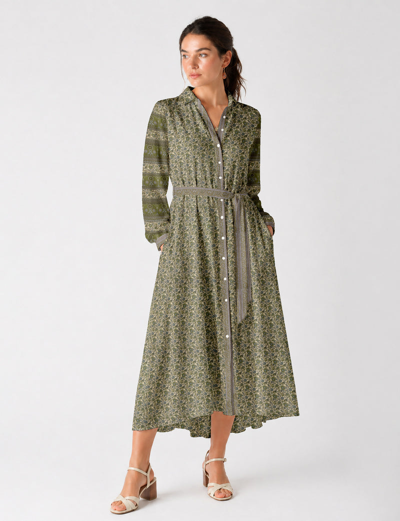 Long shirt dress - Green Floral