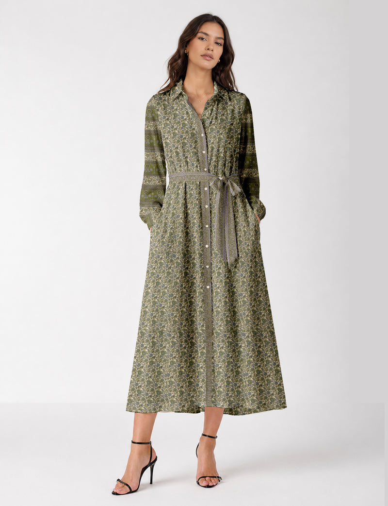 Long shirt dress - Green Floral