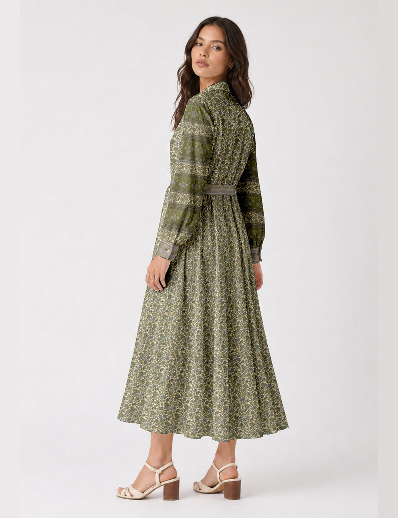 Long shirt dress - Green Floral