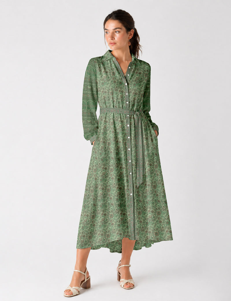 Long shirt dress - Green Floral