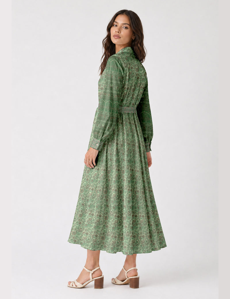Long shirt dress - Green Floral
