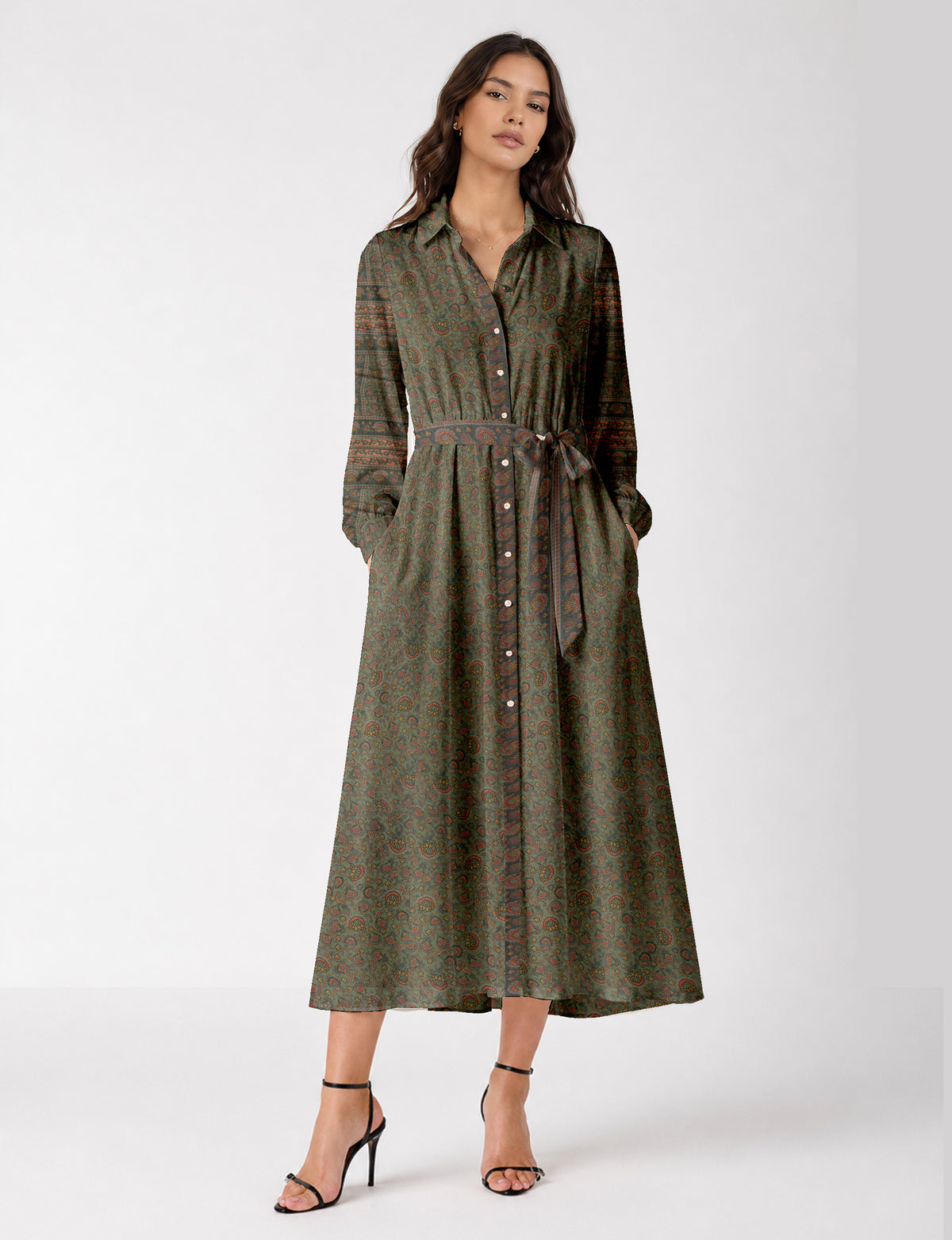 Long shirt dress - Green Floral