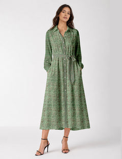 Long shirt dress - Green Floral