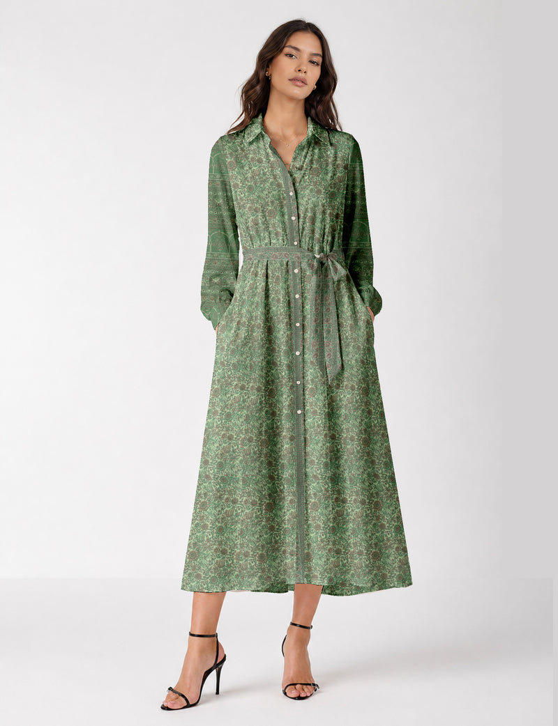 Long shirt dress - Green Floral