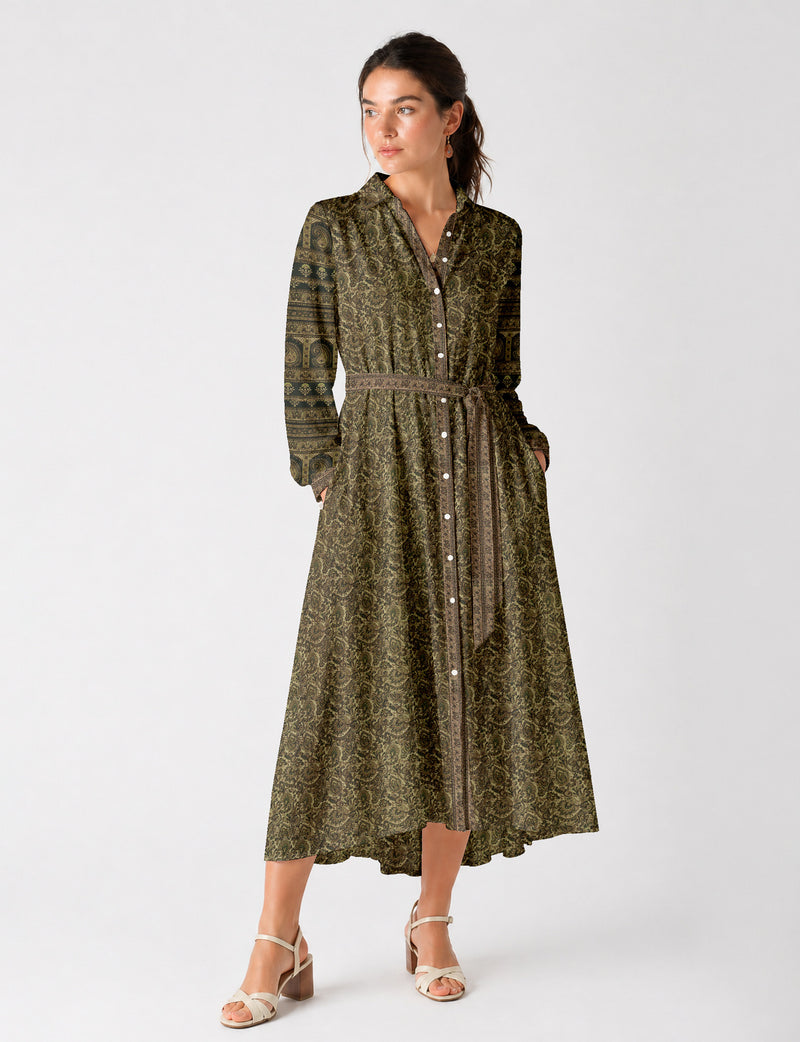 Long shirt dress - Green Tropical