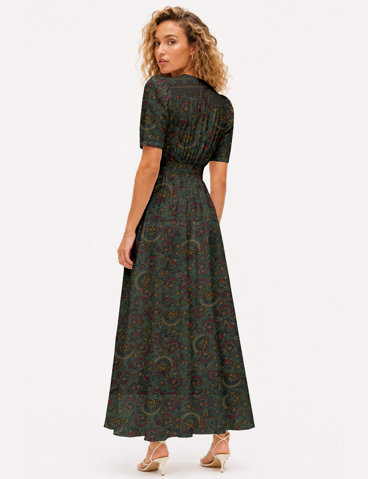 Maxi romantic dress - Green Tropical