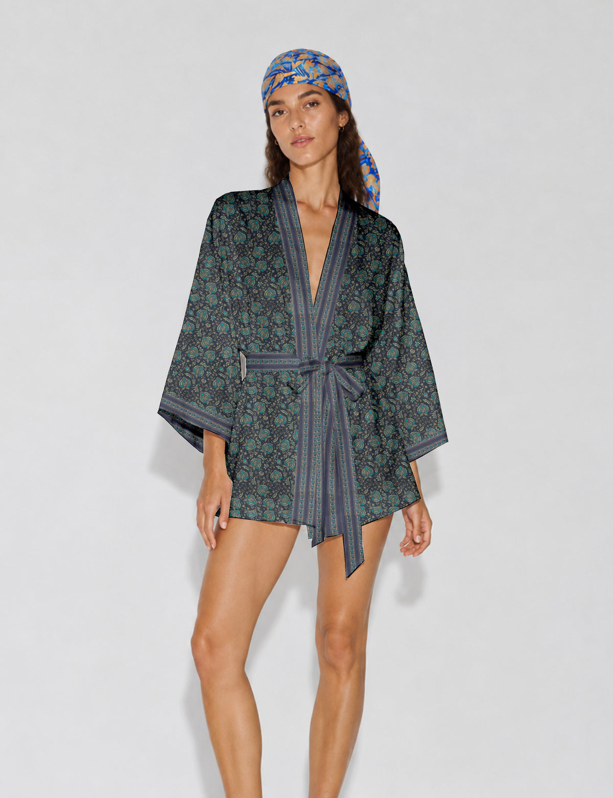 Short kimono robe -  Floral