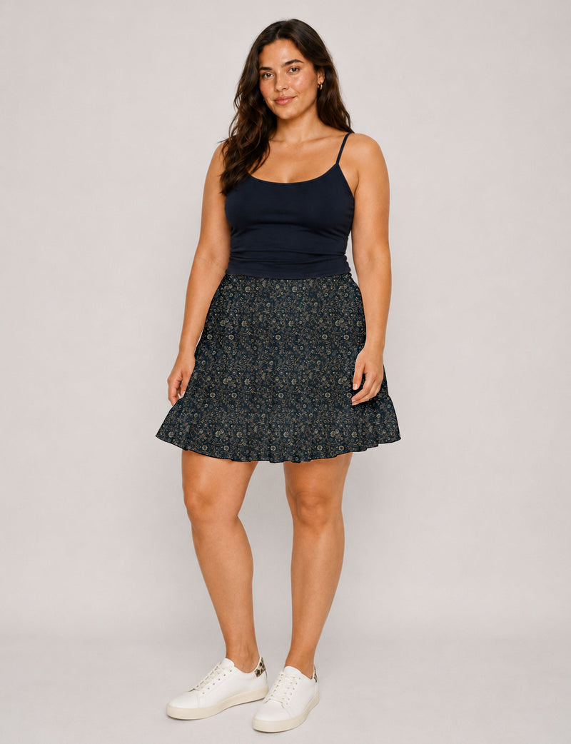 Short tiered skirt - Grey Tropical