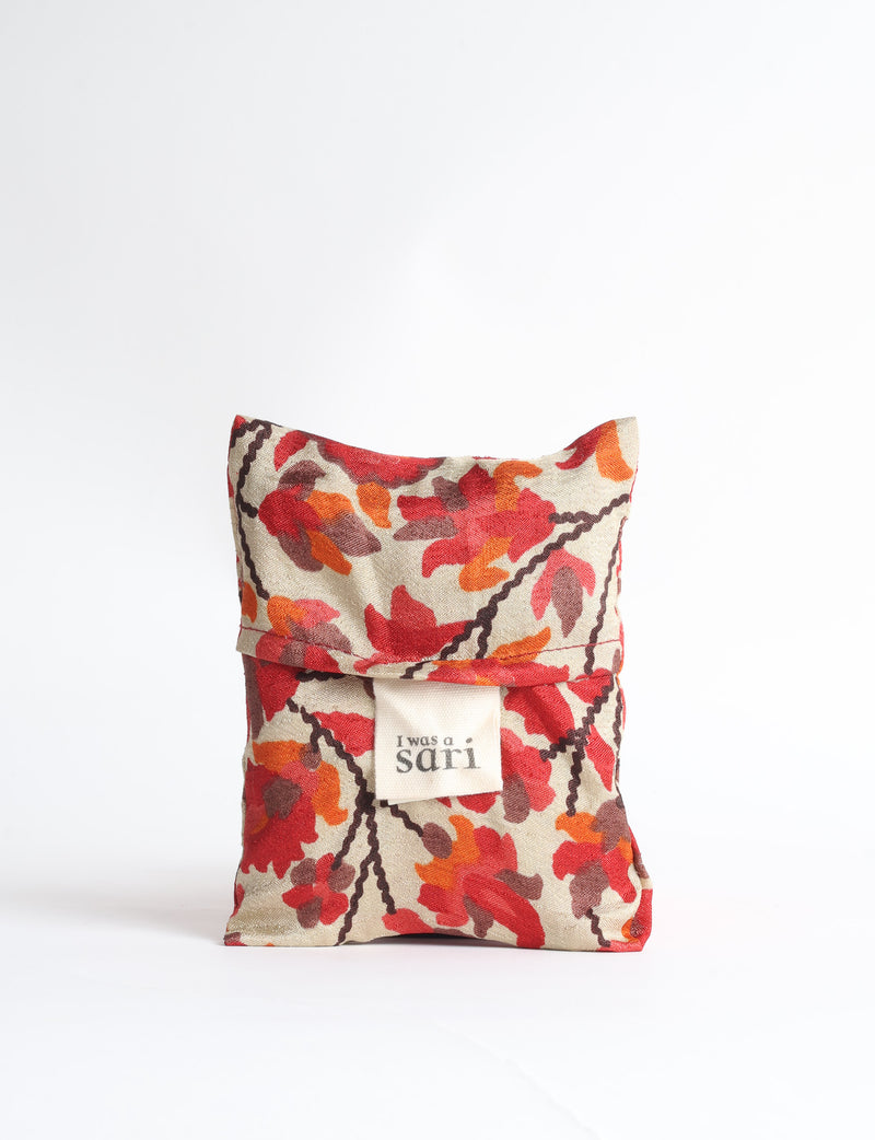Reusable Bag in Grey Abstract, handmade from an upcycled sari by I was a Sari