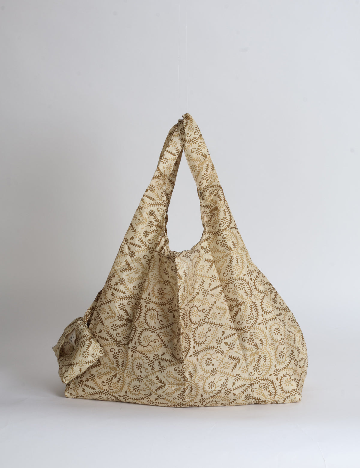 Reusable Bag in Grey Abstract, handmade from an upcycled sari by I was a Sari