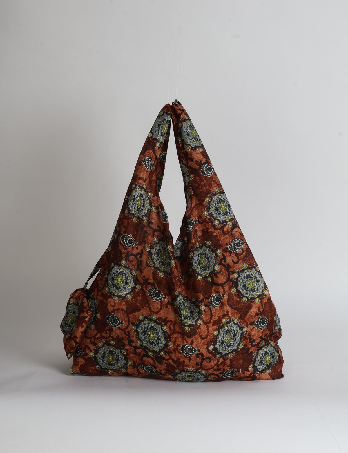 Reusable Bag in Grey Abstract, handmade from an upcycled sari by I was a Sari