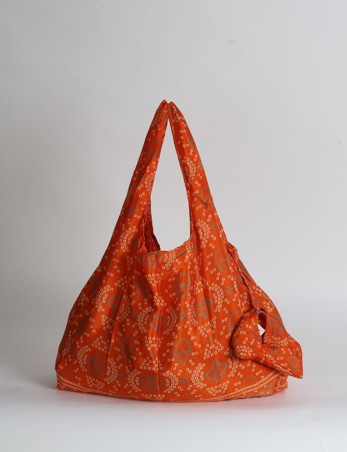 Reusable Bag in Grey Abstract, handmade from an upcycled sari by I was a Sari