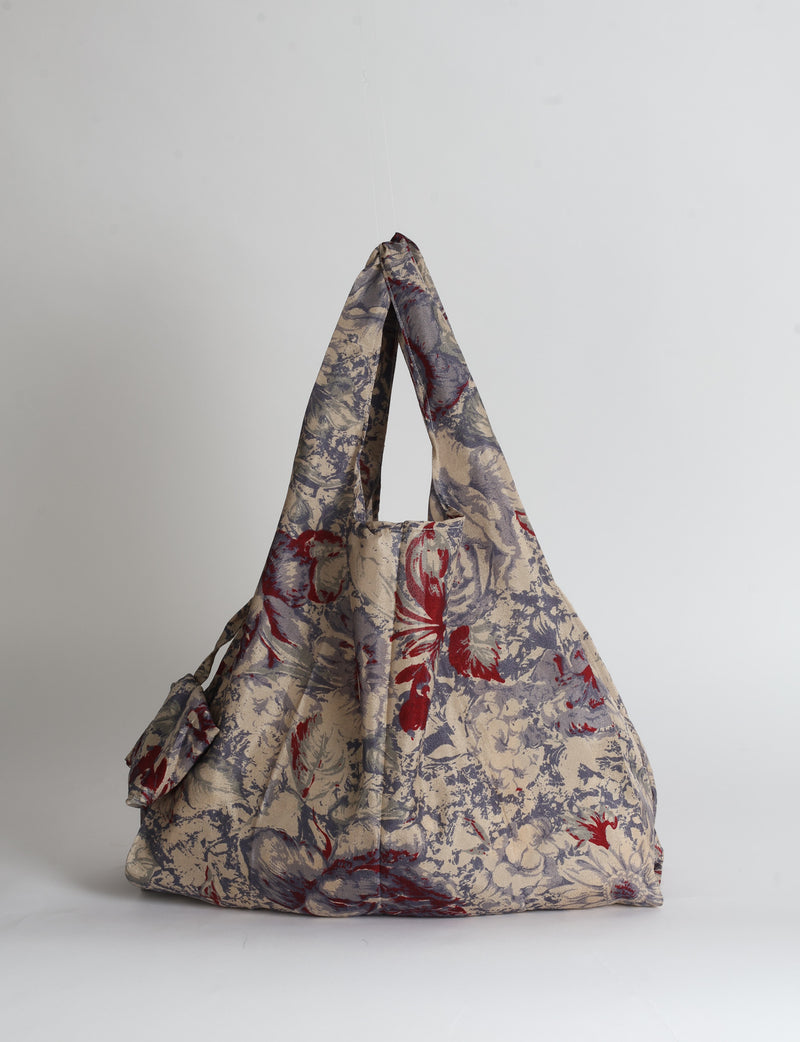 Reusable Bag in Grey Abstract, handmade from an upcycled sari by I was a Sari