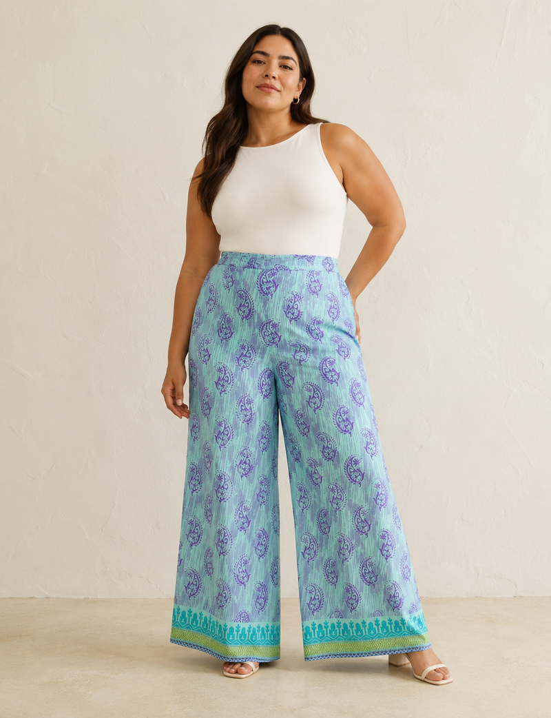 Pantalon palazzo - Orange abstrait