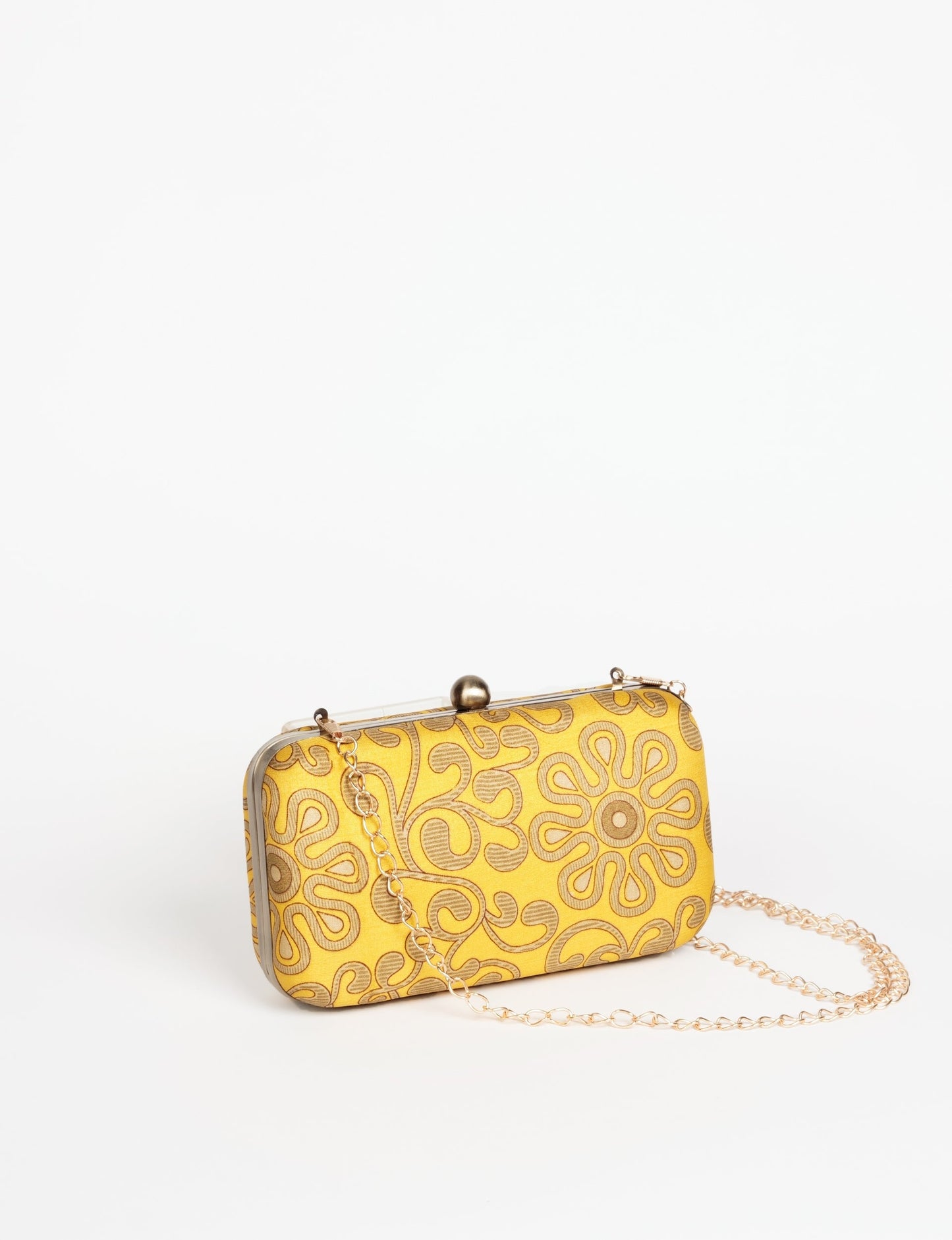 Stylish CLUTCH HANDBAG, a perfect companion for your evening look. Firm rectangular frame, optional metallic sling, and stunning prints add color to your outfit. Eco-friendly and ethically crafted for sustainable fashion.