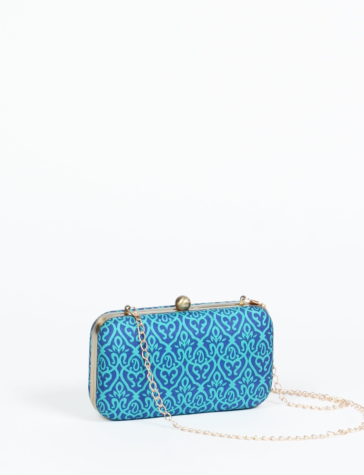 Stylish CLUTCH HANDBAG, a perfect companion for your evening look. Firm rectangular frame, optional metallic sling, and stunning prints add color to your outfit. Eco-friendly and ethically crafted for sustainable fashion.