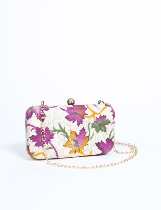 Stylish CLUTCH HANDBAG, a perfect companion for your evening look. Firm rectangular frame, optional metallic sling, and stunning prints add color to your outfit. Eco-friendly and ethically crafted for sustainable fashion.