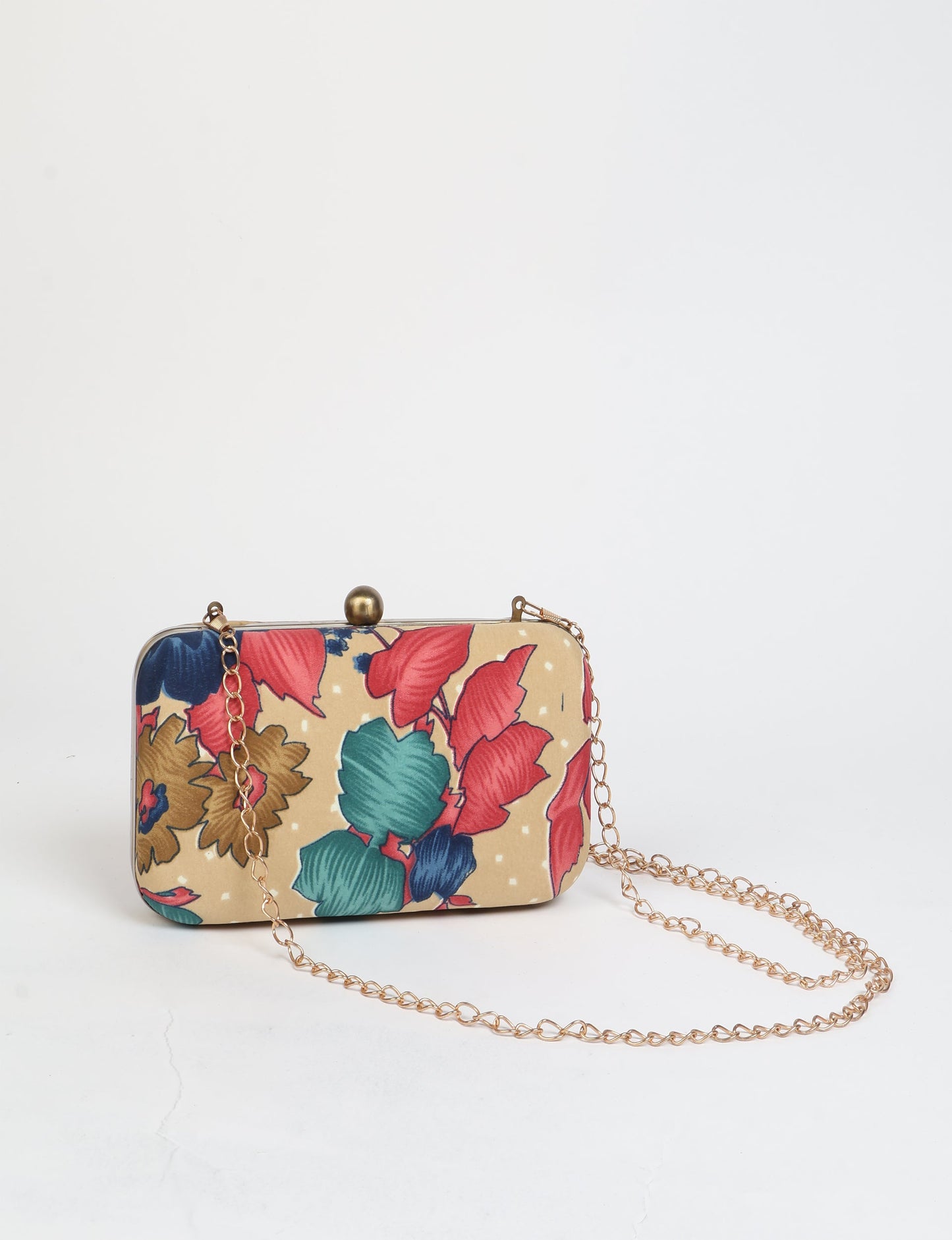 Stylish CLUTCH HANDBAG, a perfect companion for your evening look. Firm rectangular frame, optional metallic sling, and stunning prints add color to your outfit. Eco-friendly and ethically crafted for sustainable fashion.