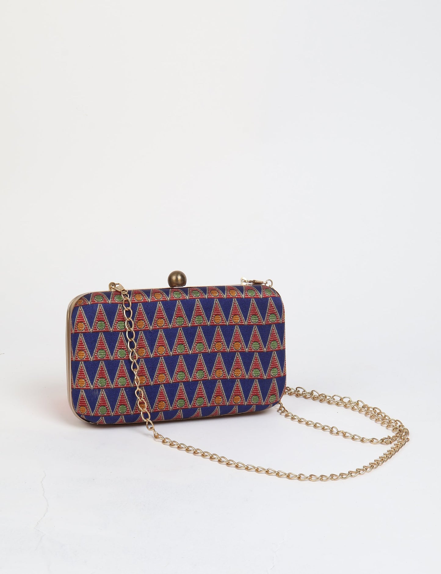 Stylish CLUTCH HANDBAG, a perfect companion for your evening look. Firm rectangular frame, optional metallic sling, and stunning prints add color to your outfit. Eco-friendly and ethically crafted for sustainable fashion.