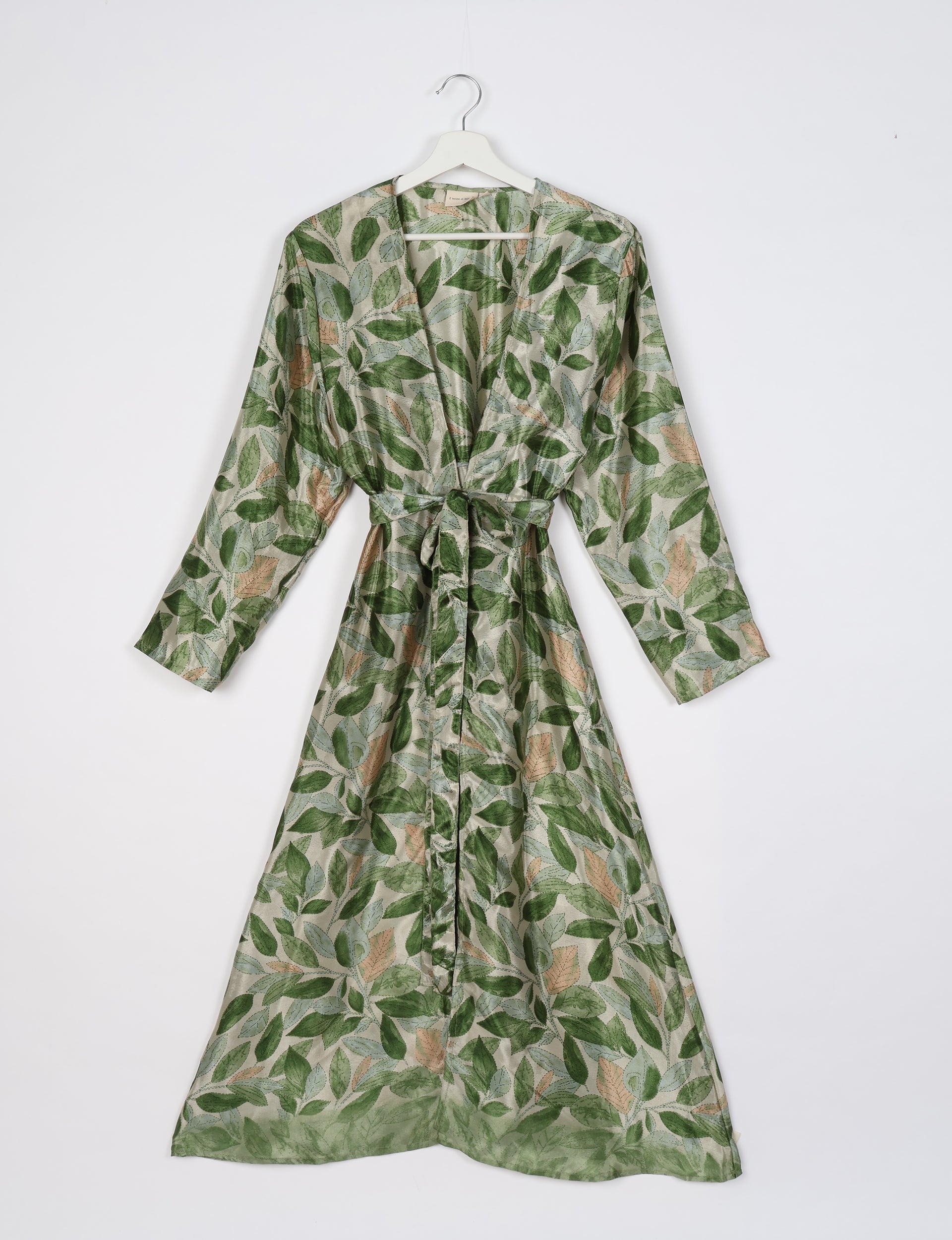 Beach Robe - Green Leaves – I was a Sari