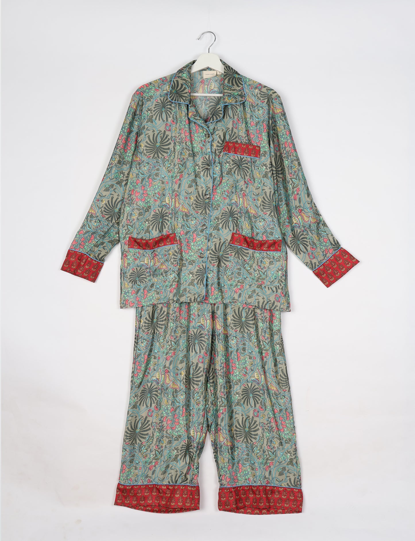 Pj Set Long With Long Sleeves - Green Tropical