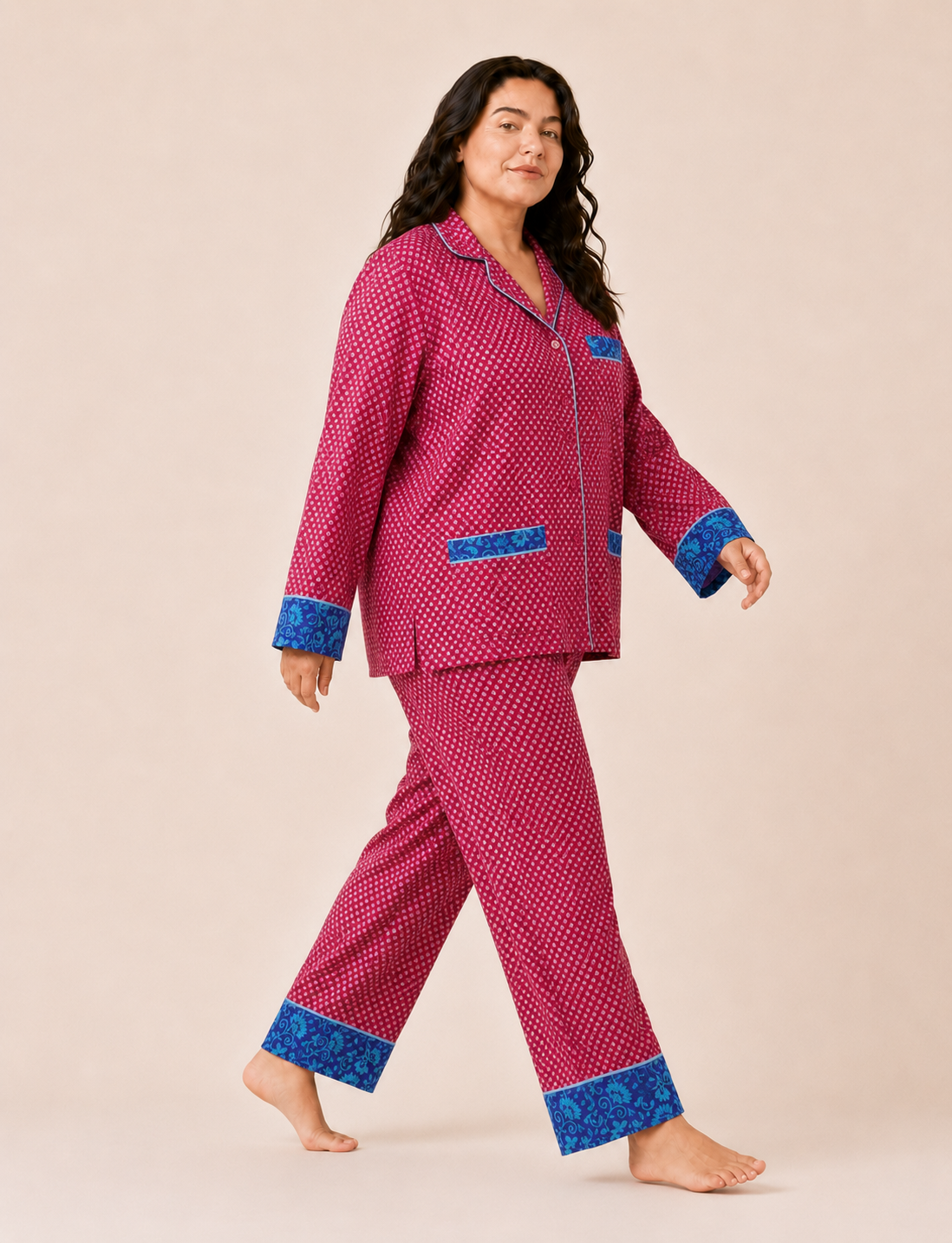Pj Set Long With Long Sleeves - Pink Micro Design