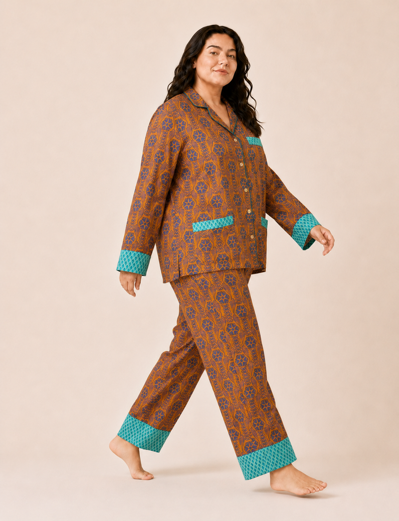 Pj Set Long With Long Sleeves - Yellow Tropical