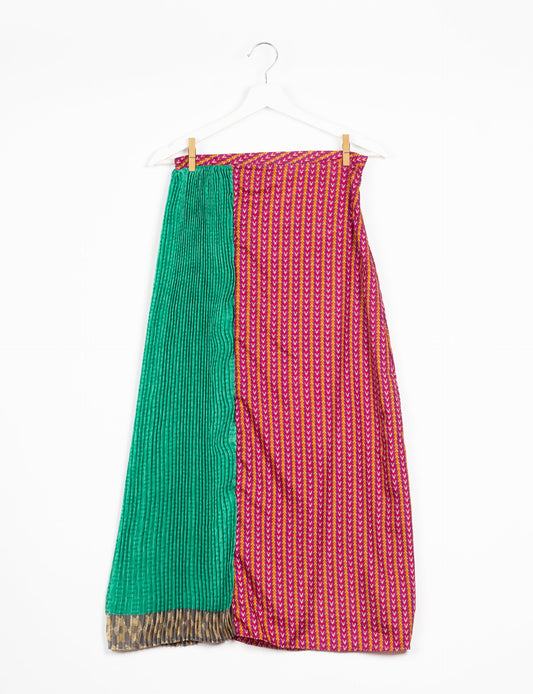 Elevate your wardrobe with the Semi Pleated A-Line Skirt, a sustainable fashion statement. Unique prints, a mix of fabrics, and intricate knife pleats create an individualized, upscale day-to-night look. Crafted with ethical and green fashion values, this skirt represents the essence of eco-friendly style.