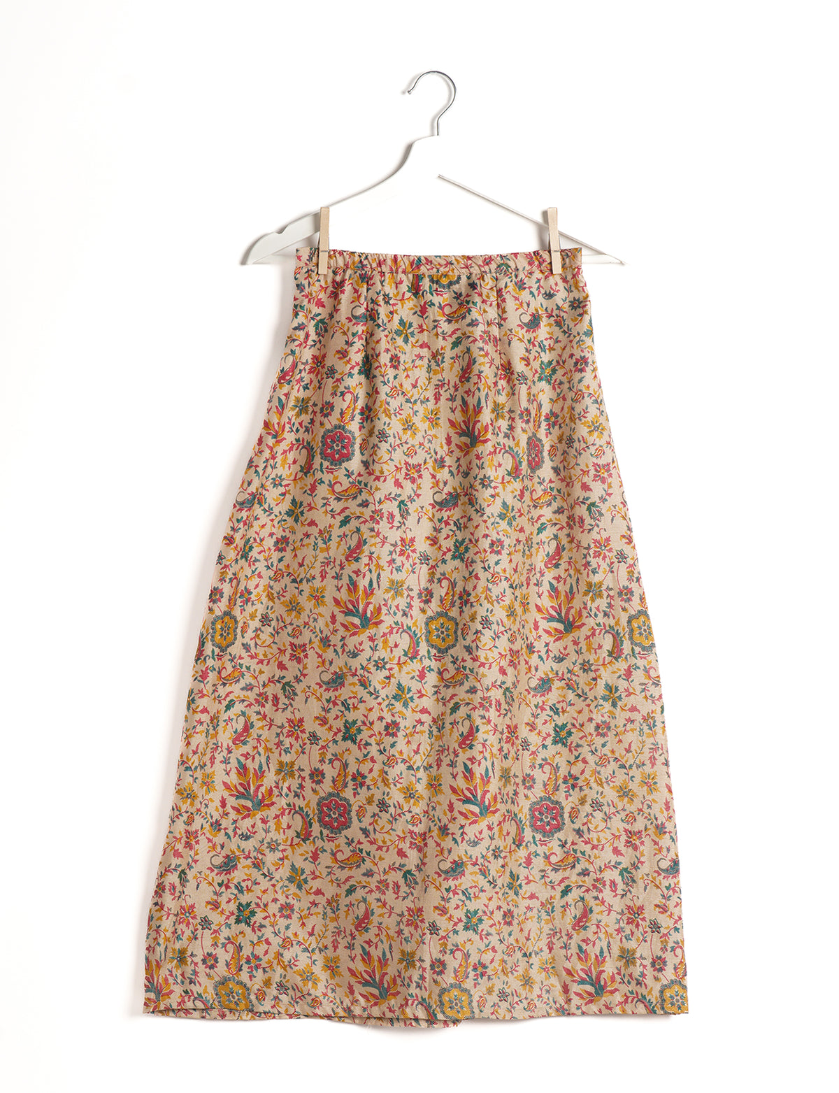 Sustainable A LINE SKIRT, a high-fashion choice for conscious individuals. Fitted at the waist, ankle-length, and ethically crafted for eco-friendly style.