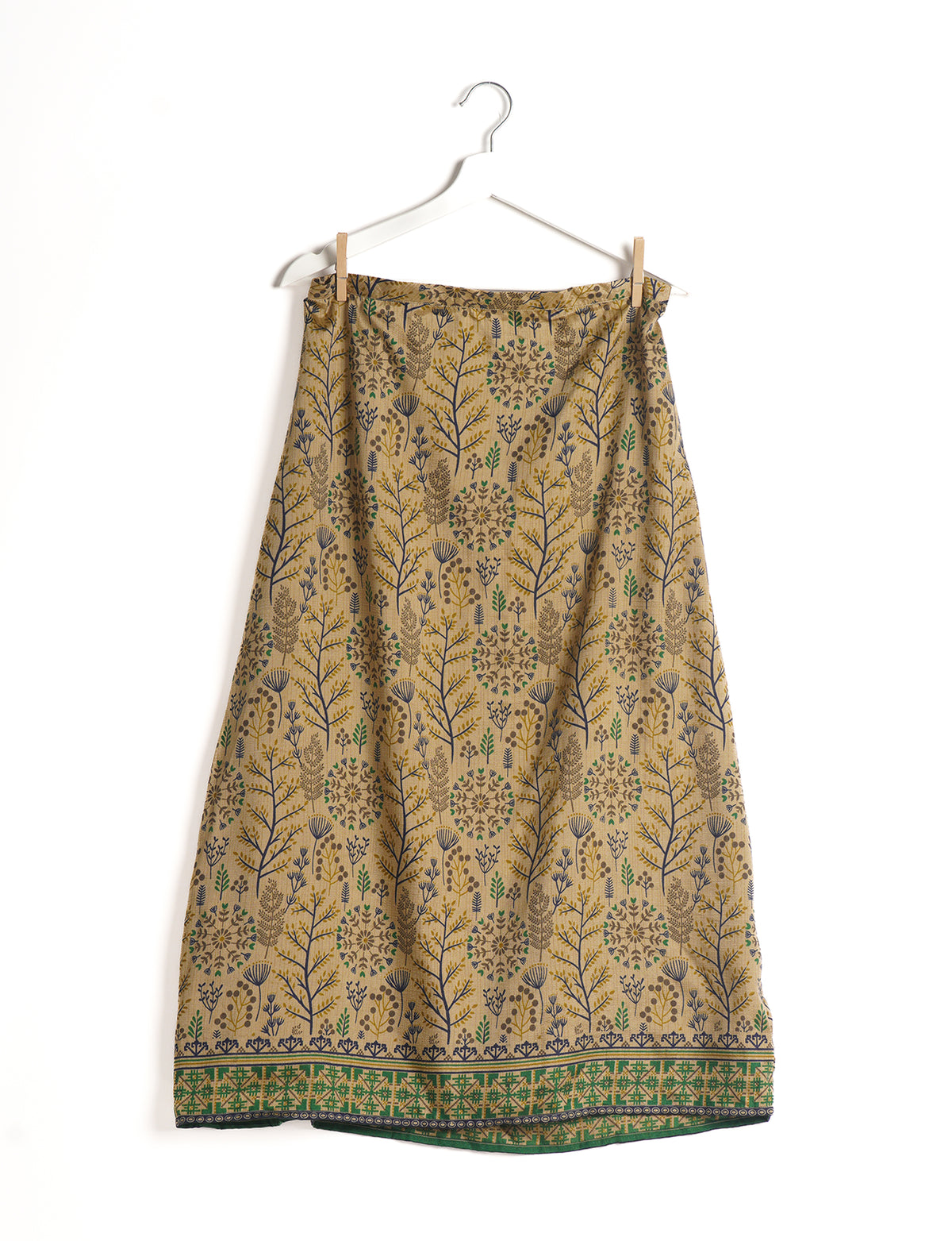 Sustainable A LINE SKIRT, a high-fashion choice for conscious individuals. Fitted at the waist, ankle-length, and ethically crafted for eco-friendly style.