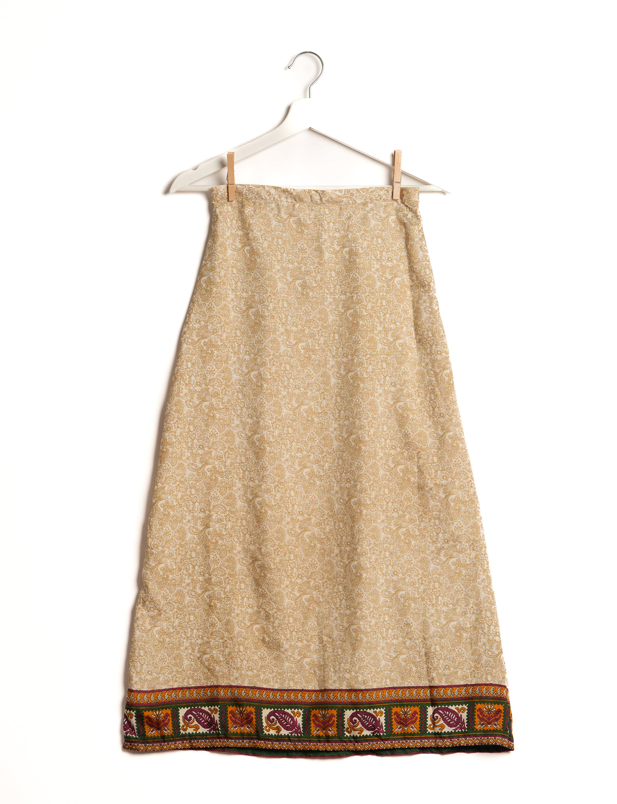 Sustainable A LINE SKIRT, a high-fashion choice for conscious individuals. Fitted at the waist, ankle-length, and ethically crafted for eco-friendly style.
