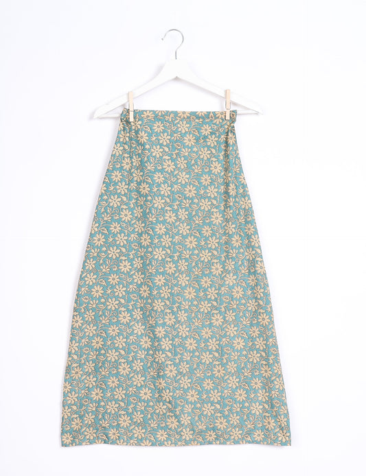 Sustainable A LINE SKIRT, a high-fashion choice for conscious individuals. Fitted at the waist, ankle-length, and ethically crafted for eco-friendly style.