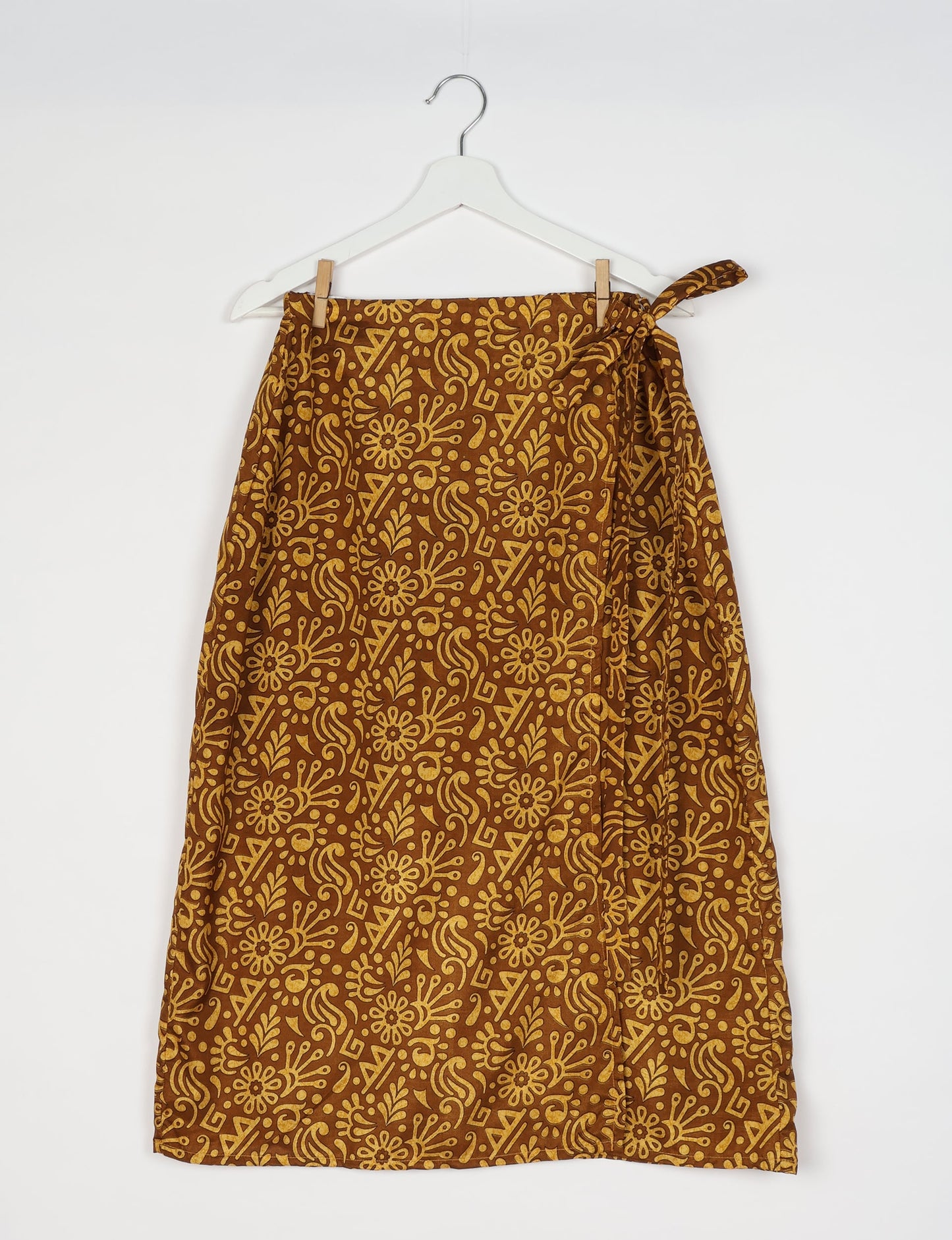 Long Wraparound Skirt - Brown Tropical