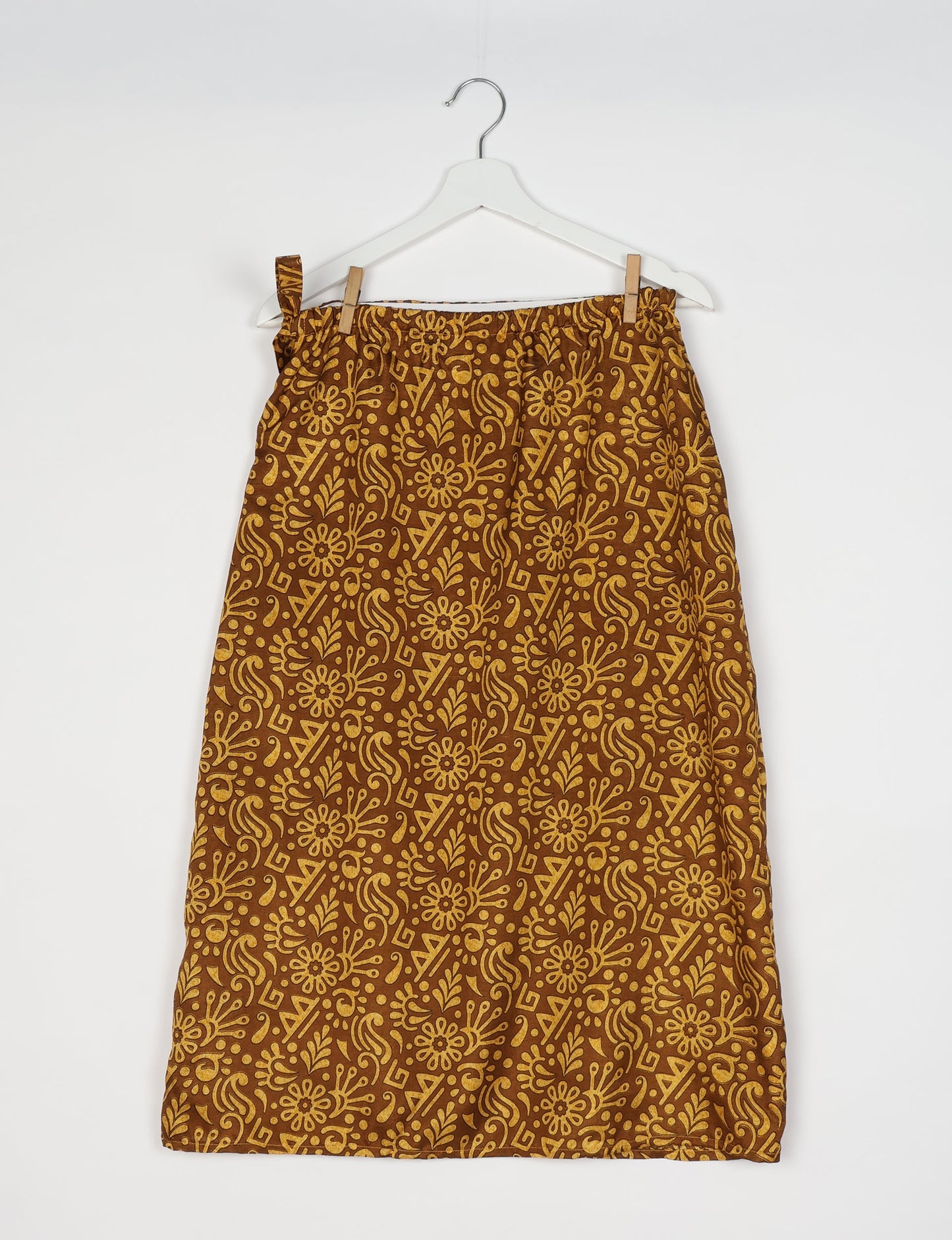 Long Wraparound Skirt - Brown Tropical