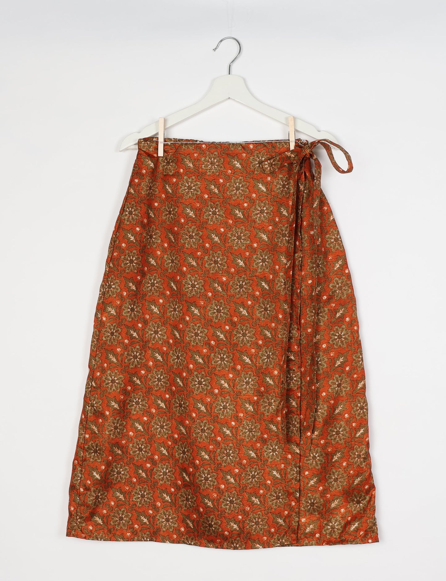Long Wraparound Skirt - Orange Floral