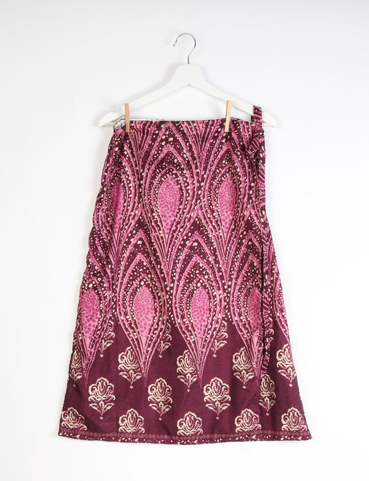 Long Wraparound Skirt - Orange Floral