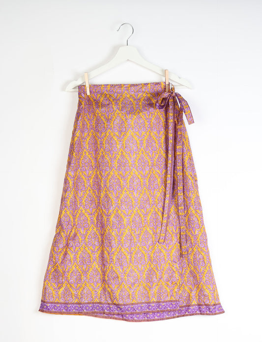 Long Wraparound Skirt - Orange Floral