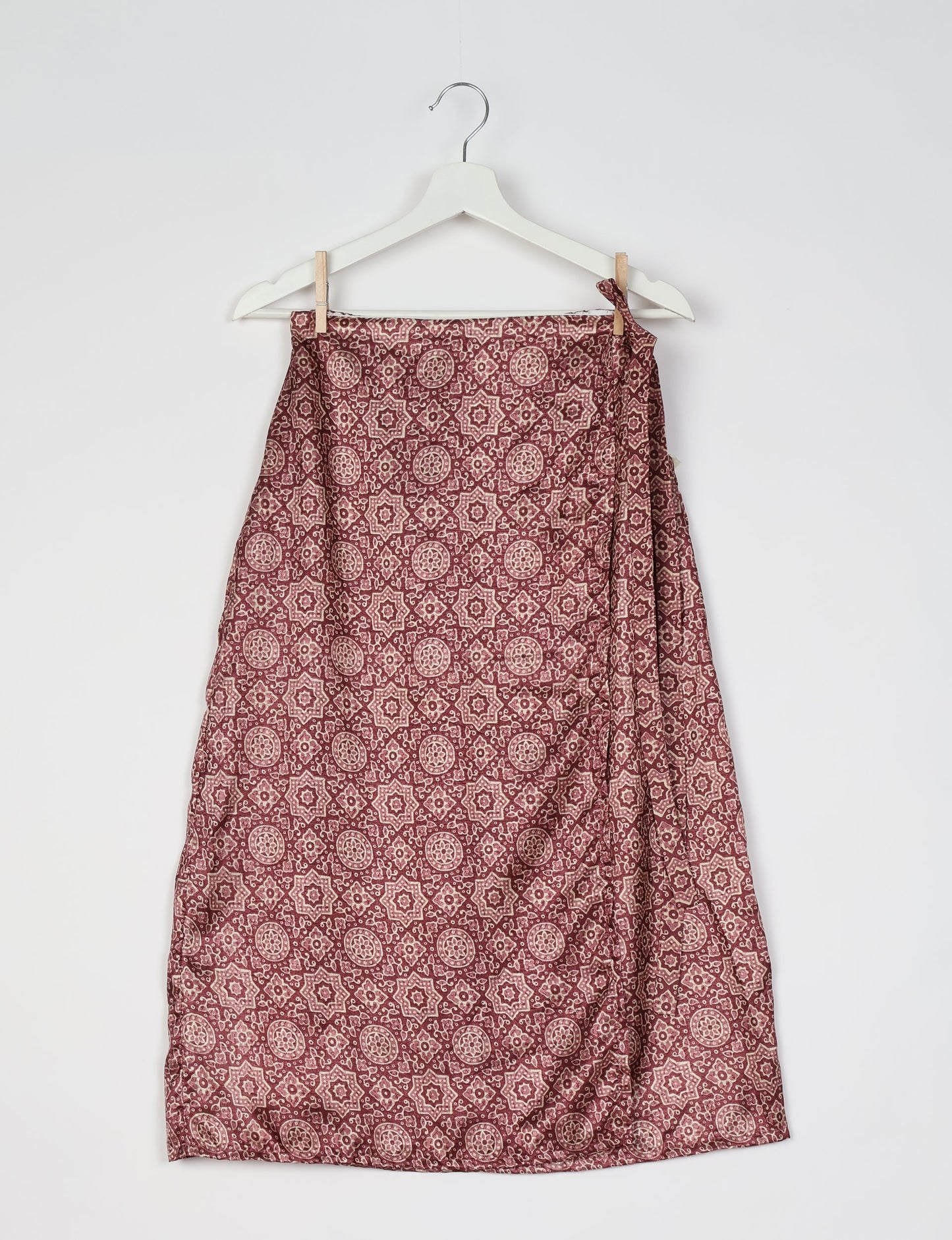 Versatile and sustainable LONG WRAPAROUND SKIRT, mid-calf length, defying convention and suitable for all waist sizes. Elevate your style with this eco-friendly and comfortable piece, creating a unique and inclusive fashion experience.