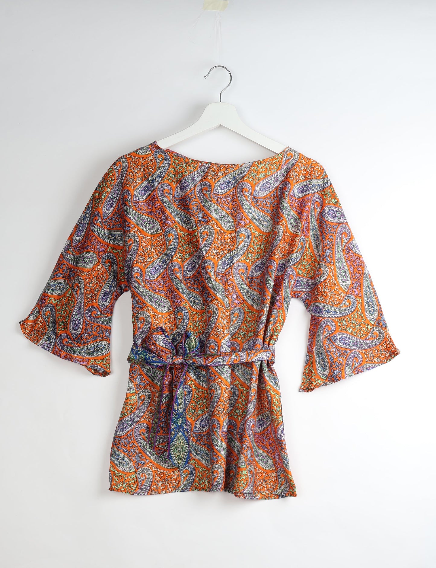 Upcycled women’s Belt Top made from pre-loved saris, showcasing eco friendly cloth, carbon neutral clothing, circular fashion design, environmentally friendly clothing, and second hand clothing elegance.