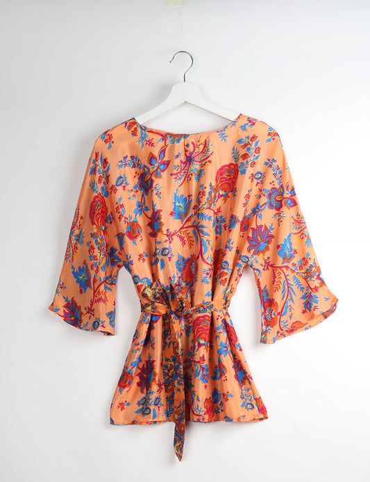 Upcycled women’s Belt Top made from pre-loved saris, showcasing eco friendly cloth, carbon neutral clothing, circular fashion design, environmentally friendly clothing, and second hand clothing elegance.