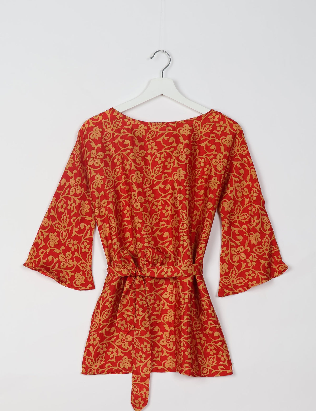 Upcycled women’s Belt Top made from pre-loved saris, showcasing eco friendly cloth, carbon neutral clothing, circular fashion design, environmentally friendly clothing, and second hand clothing elegance.