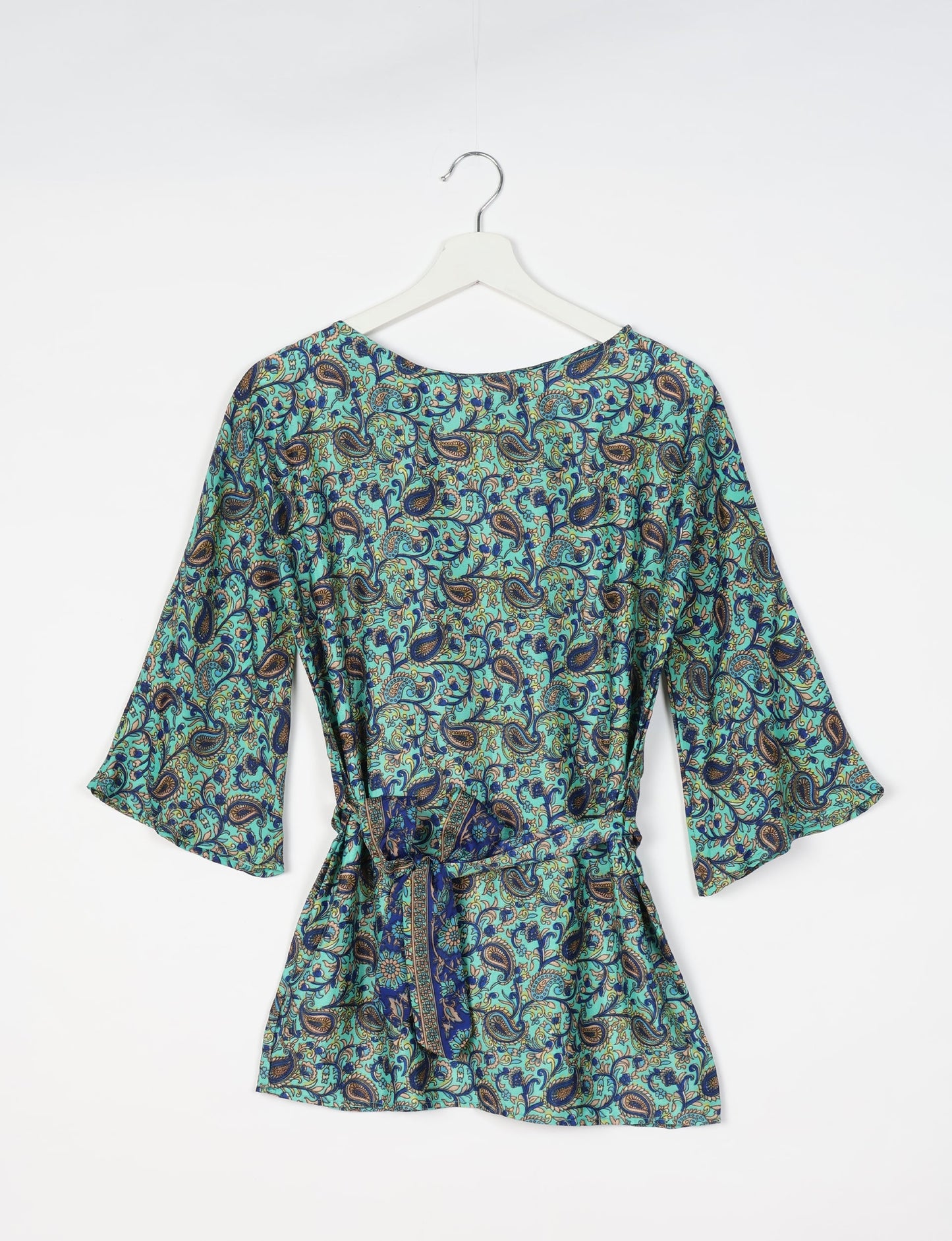 Upcycled women’s Belt Top made from pre-loved saris, showcasing eco friendly cloth, carbon neutral clothing, circular fashion design, environmentally friendly clothing, and second hand clothing elegance.