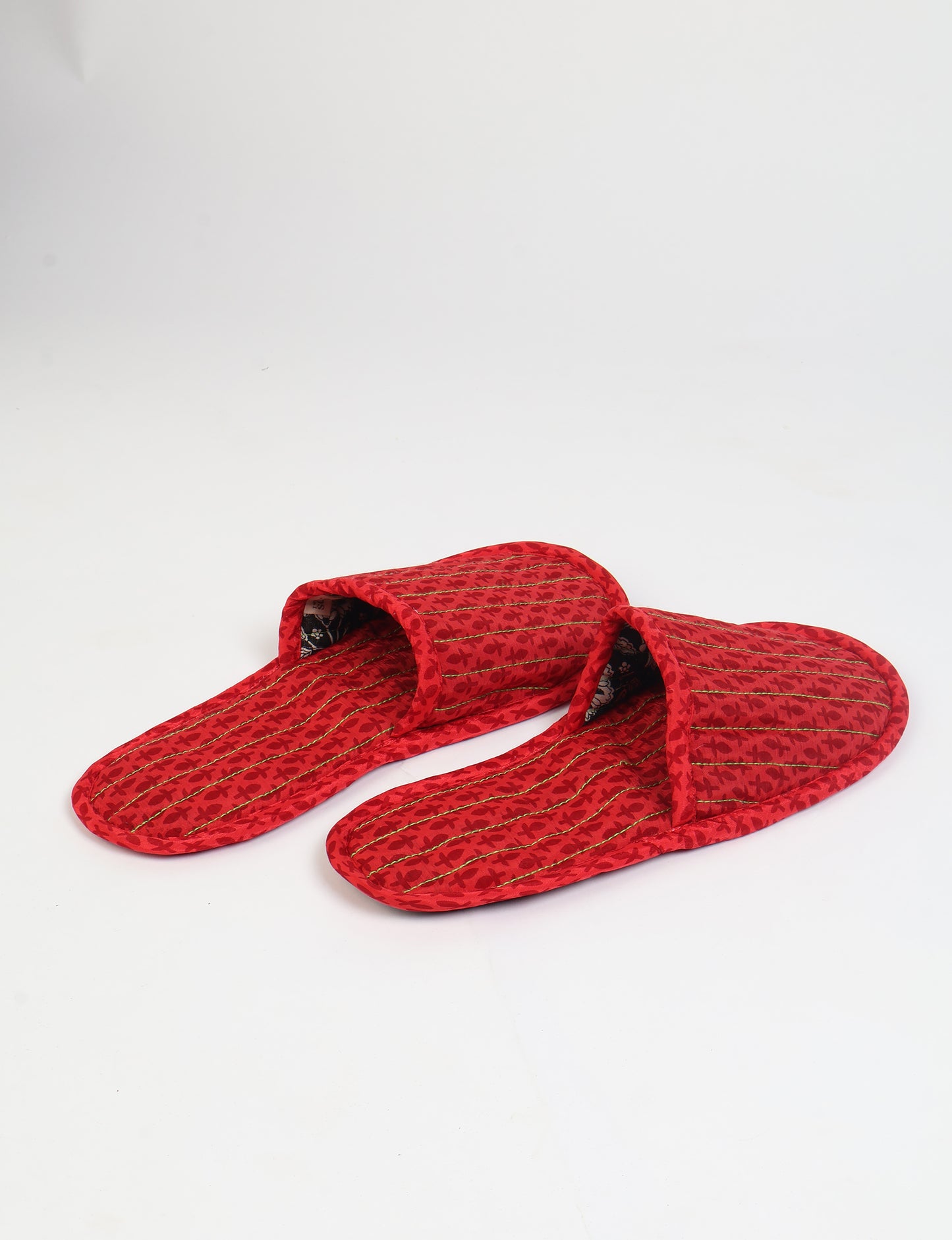 Quilted Slippers - Red Micro Design