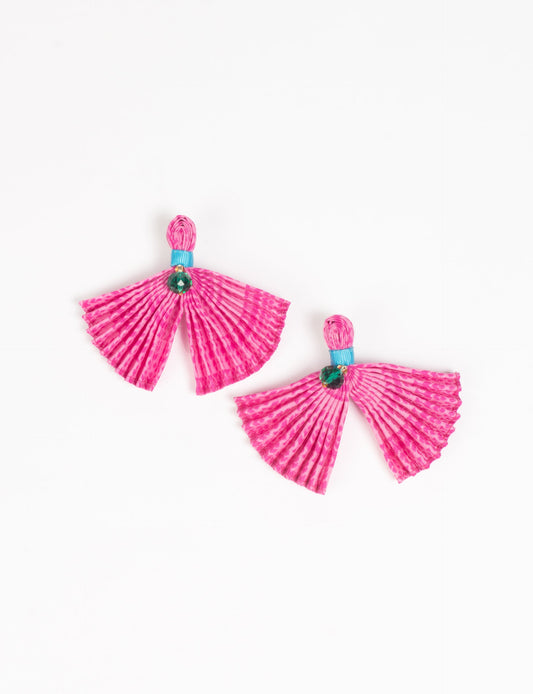 Adorn yourself sustainably with our PLEATED EARRINGS – fan-shaped wonders with a top knot and a tiny stone. Meticulously hand-pleated from Indian saris, these earrings reflect ethical clothing, green fashion, and slow fashion. Fastened with hypoallergy tested metal hooks, nickel, and lead-free, making them a conscious and stylish accessory.