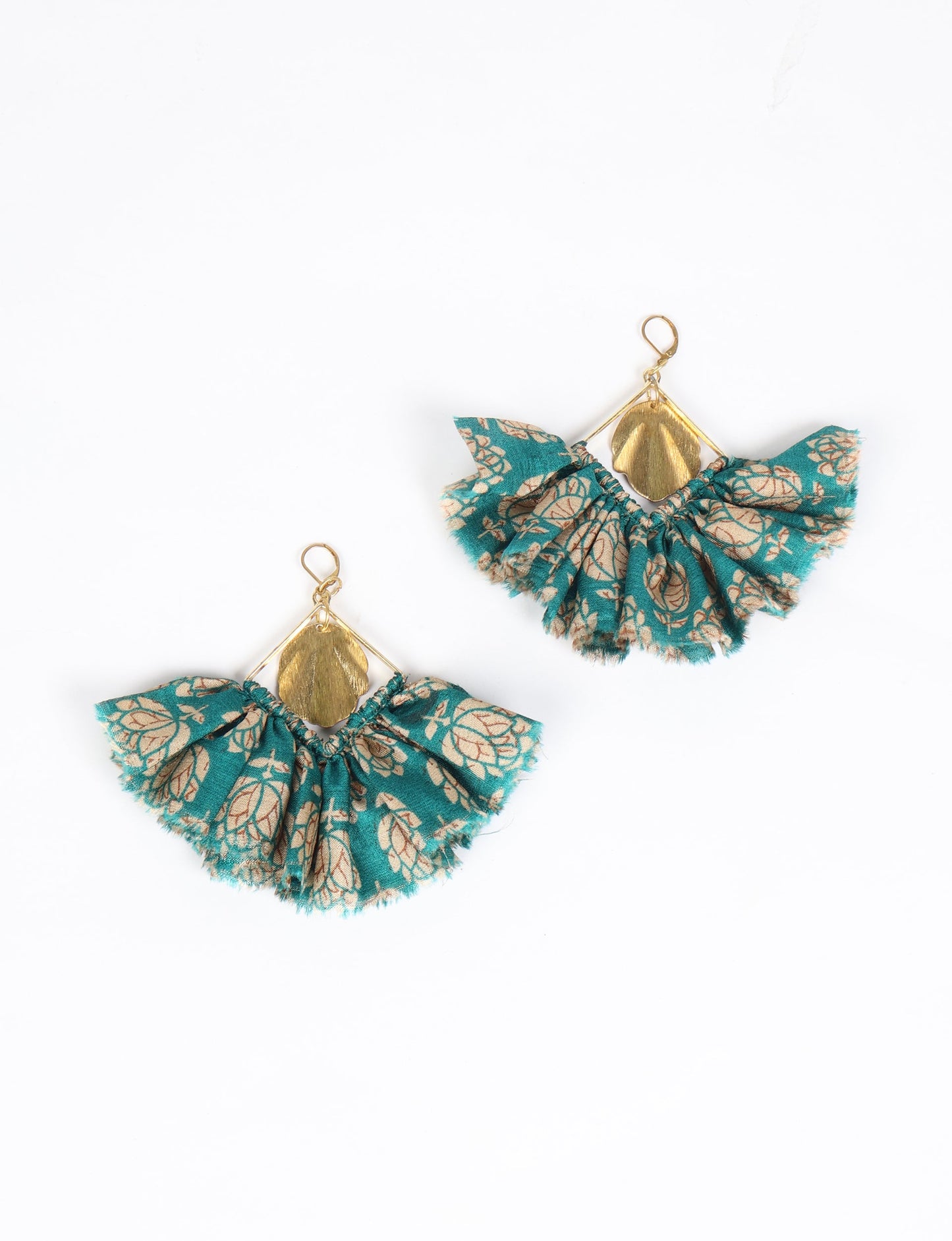 Bold and distinctive MAXI SQUARE EARRINGS – dramatic accessories with fabric frill, metallic charm, and a raw edge. Hypoallergy tested, skin-friendly metal hooks make these earrings unique and glamorous. Elevate your style with these eye-catching, nickel, and lead-free accessories.