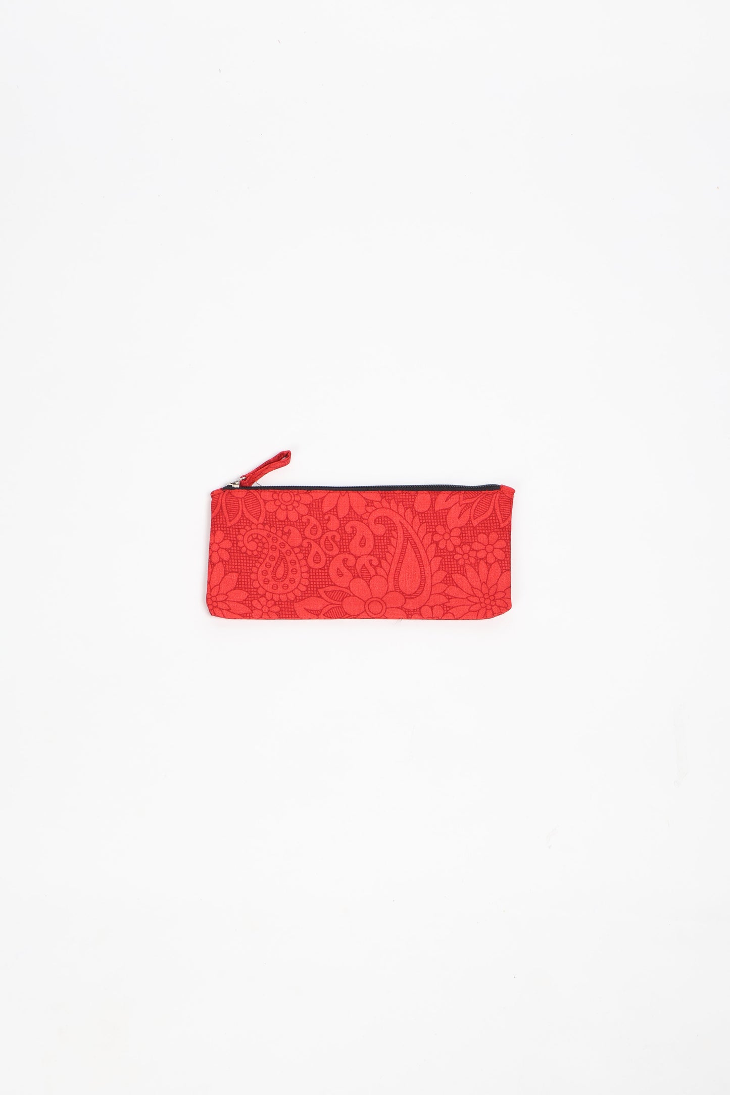 Eco-conscious quilted pencil pouch with waterproof lining made from upcycled garments, reflecting the values of circular fashion, carbon neutral fashion, and repurposed clothing. A perfect example of green fashion and sustainable women's clothing.